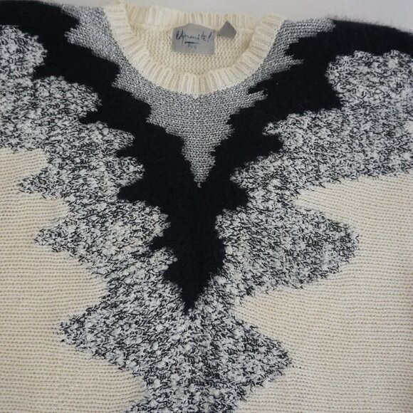 Vintage Dynanite White Black Knit Crewneck Sweater P/S - Picture 10 of 14